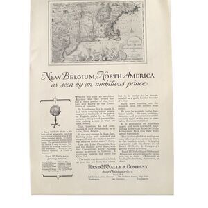 Vintage 1928 Rand McNally New Belgium North America Ad Advertisement